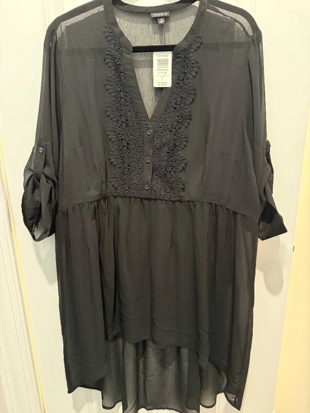 NWT TORRID BLACK CHIFFON HIGHLOW TUNIC TOP 18/20